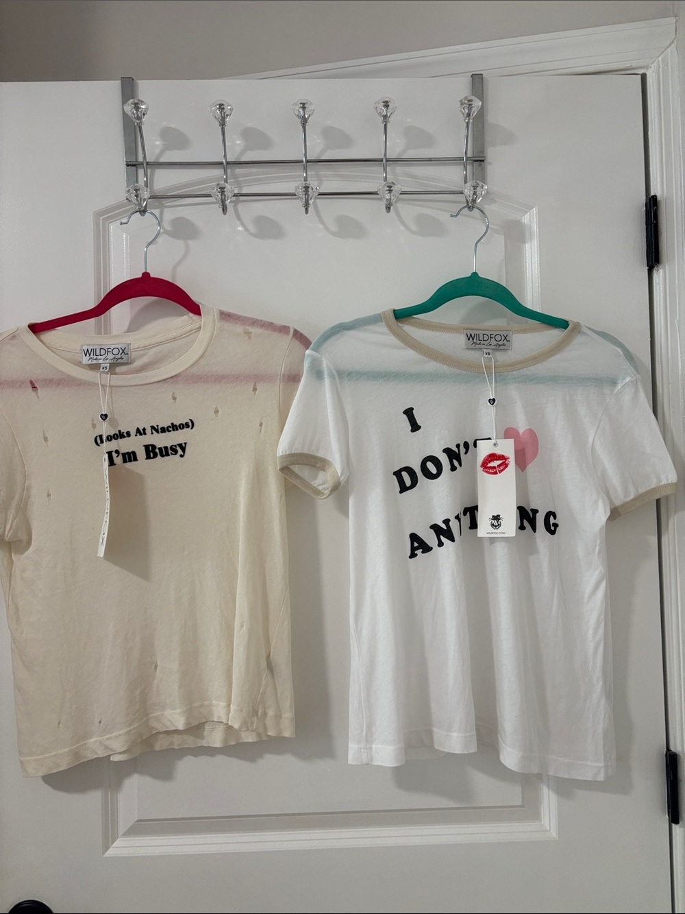 Wildfox Cream Graphic Short Sleeve Tee with Black Text